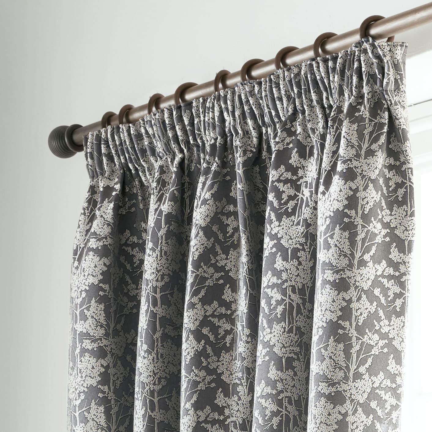 Bayford Grey Pencil Pleat Room Darkening Curtains