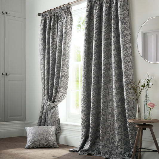 Bayford Grey Pencil Pleat Room Darkening Curtains