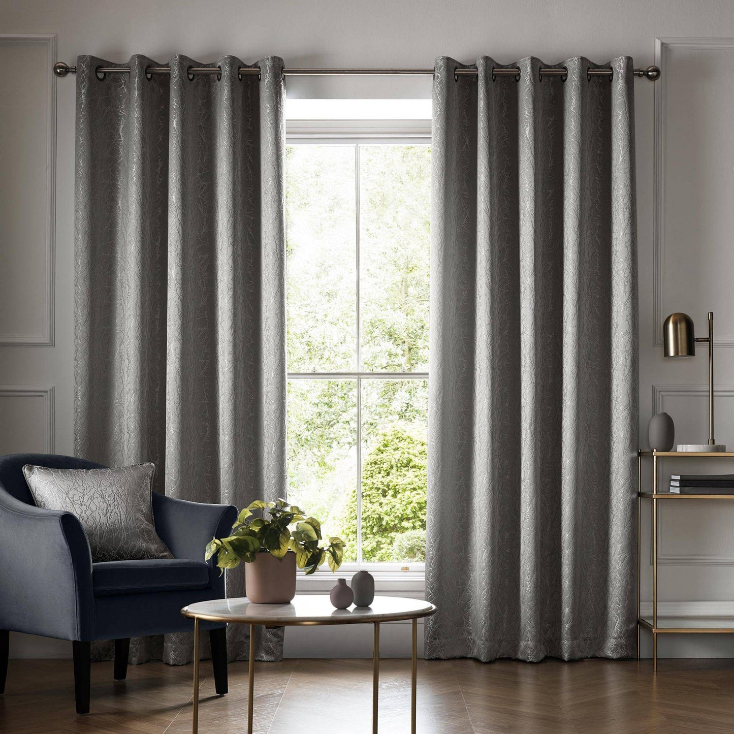 Elstree Smoke Eyelet Room Darkening Curtains