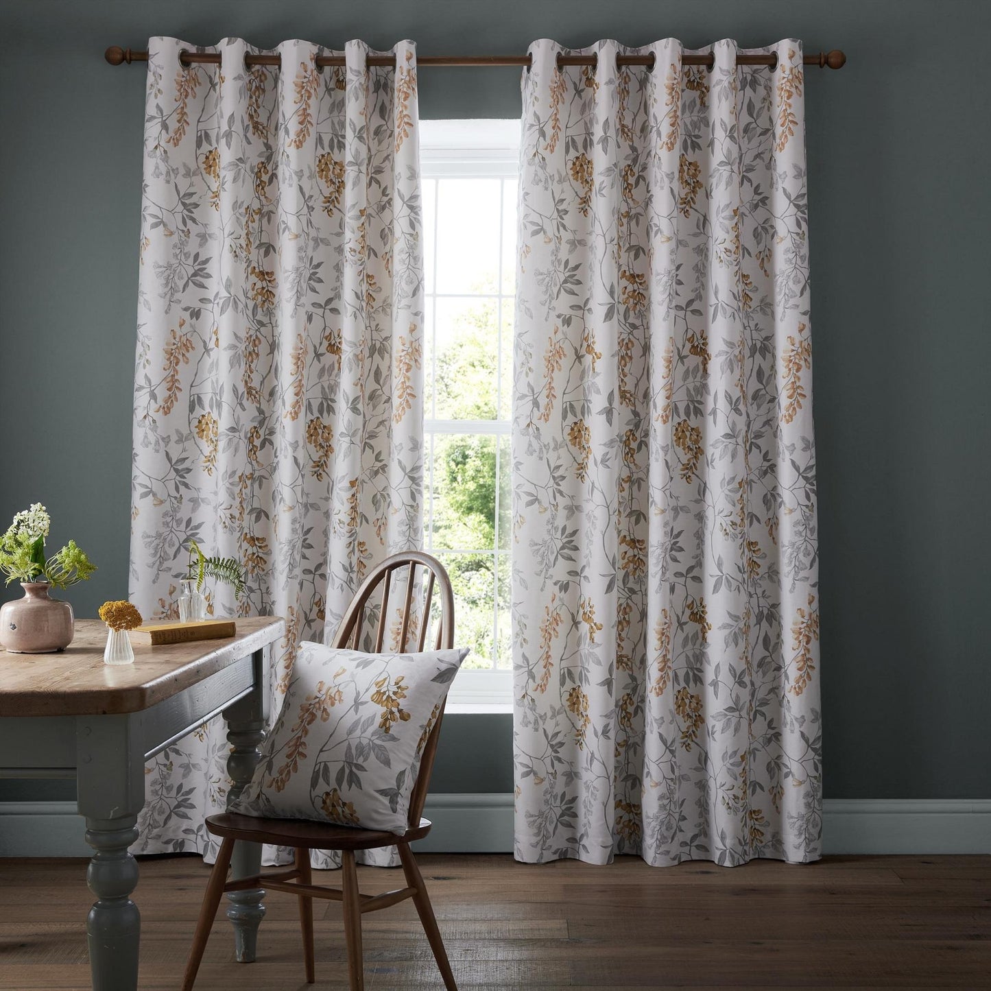 Emily Ochre Eyelet Room Darkening Curtains