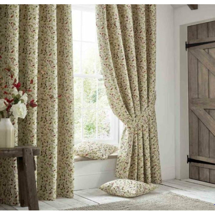 Penny Poppy Pencil Pleat Room Darkening Curtains