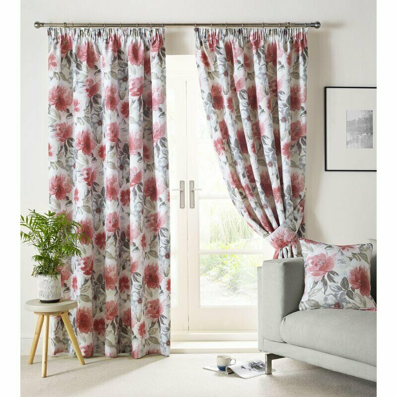 Sofia Scarlet Pencil Pleat Curtains