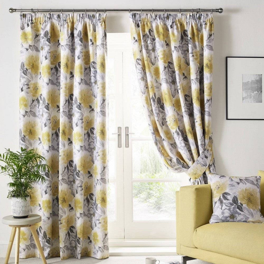 Sofia Ochre Pencil Pleat Curtains