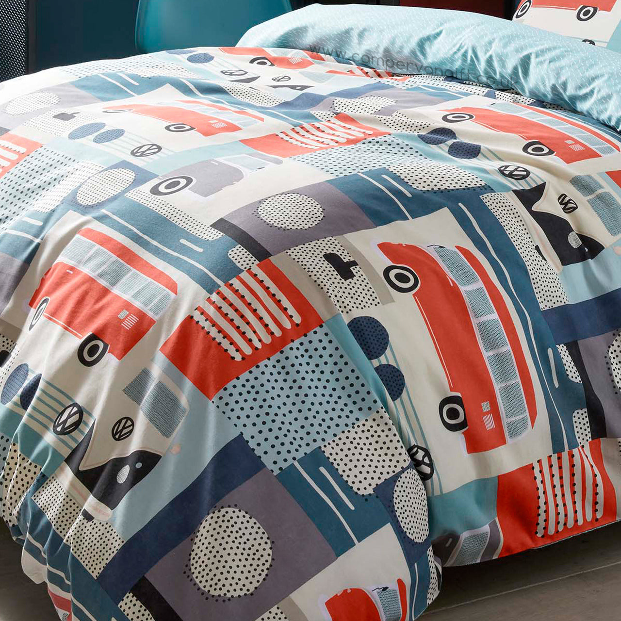 Volkswagen Block Print Multi Duvet Cover Set