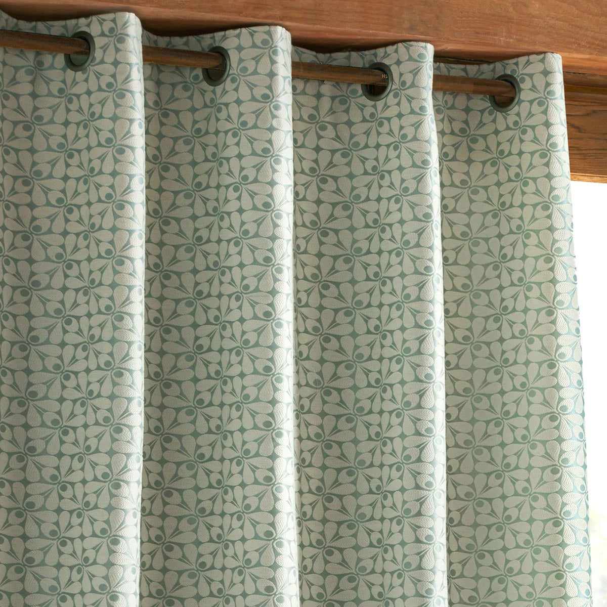 Woven Blue Acorn Cup Eyelet Room Darkening Curtains