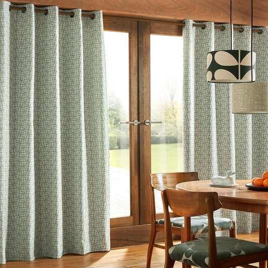 Woven Blue Acorn Cup Eyelet Room Darkening Curtains