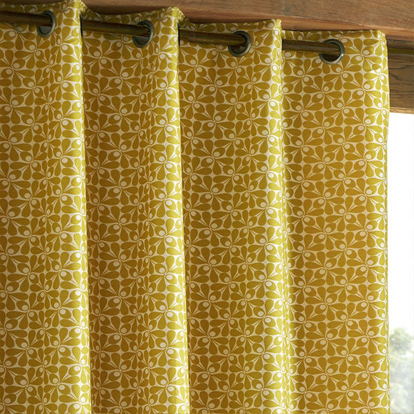 Woven Yellow Acorn Cup Eyelet Room Darkening Curtains